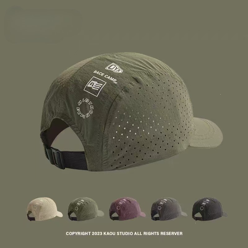 Running Gear Hat - 남녀공용 짧은 챙과 덕빌 캡이 있는