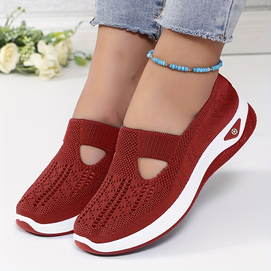 여성용 봄 여름 니트 슬립온 스니커즈 통기성 메쉬 캐주 - Insole Arch Support 리뷰 및 가격