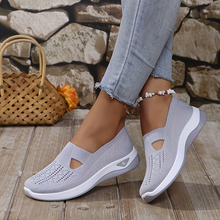 여성용 봄 여름 니트 슬립온 스니커즈 통기성 메쉬 캐주 - Insole Arch Support 리뷰 및 가격
