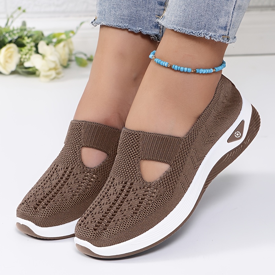 여성용 봄 여름 니트 슬립온 스니커즈 통기성 메쉬 캐주 - Insole Arch Support 리뷰 및 가격